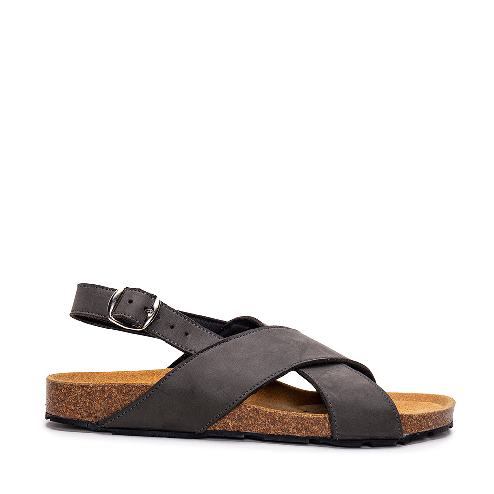 Loto Black vegan criss-cross slingback sandals